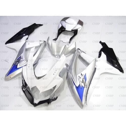 GSXR750 2008 - 2010 K8 Body Kits GSXR 600 08 10 Fairings GSXR 750 08 09 White Silver Abs Fairing