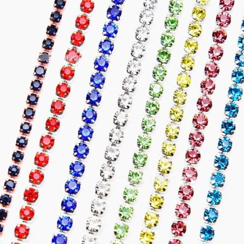 Hot Sewing Trim Crystal Fix Rhinestone DIY Chain Tape Applicator Ribbon Iron On Appliques For Craft Sewing Clothes Accessories