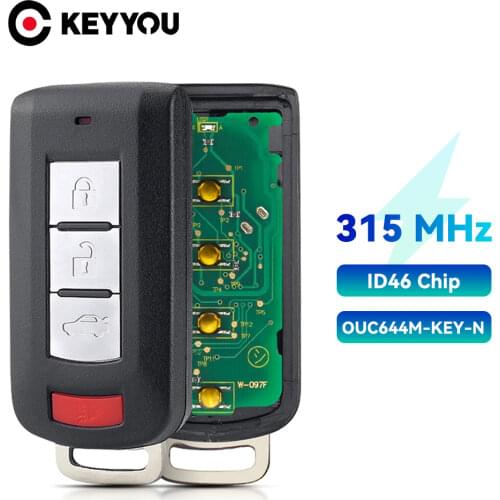 KEYYOU Keyless go Smart Remote Car Key 315Mhz ID46 PCF7952 For Mitsubishi Lancer Outlander 2008-2016 OUC644M-KEY-N 3/4 Button