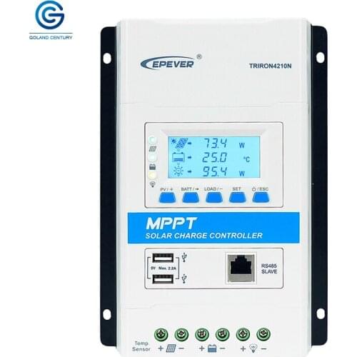 Epever 40A MPPT Solar Charge Controller 12V 24V Auto Work TRIRON 4210N Solar Regulator