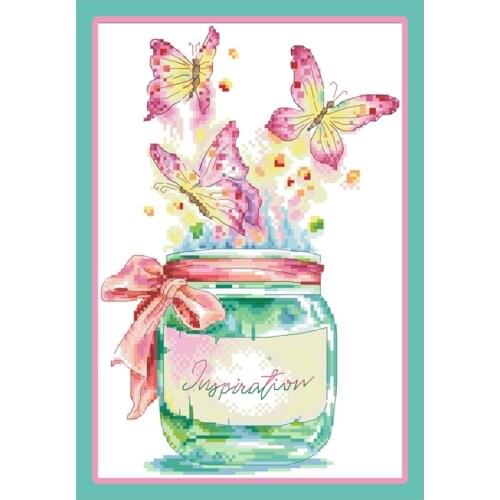 Beautiful Butterfly Cross Stitch Patterns Embroidery Complete Kits Printed Canvas 11CT 14CT DIY Needlework Crafts Wall Paintings