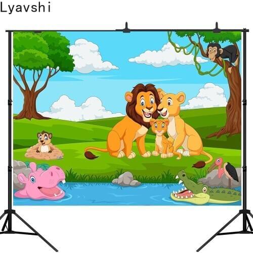 Lyavshi Cartoon Photography Background The Lion King Boys Birthday Backdrop Forest Party Decor Banner Backdrop Photo Studio