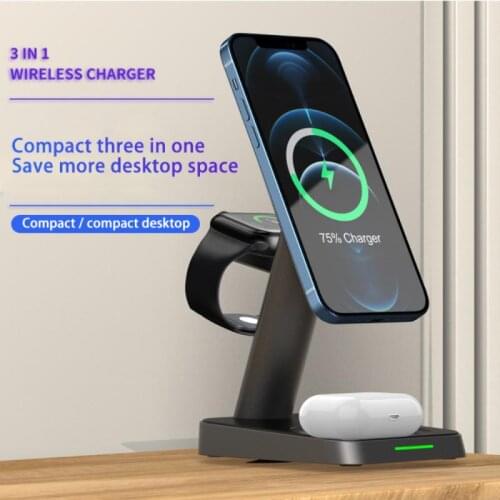 3In1 Magnetic Wireless Chargers Adjustable Desktop Fast Charging Station For Samsung Apple Watch iPhone 12 Pro MAX/11/Xs Charger