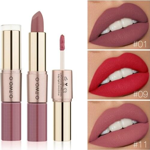 2 In 1 Matte Lipstick Lips Makeup Cosmetics Waterproof Pintalabios Batom Mate Lip Gloss Rouge 12 Colors Choose maquillaje