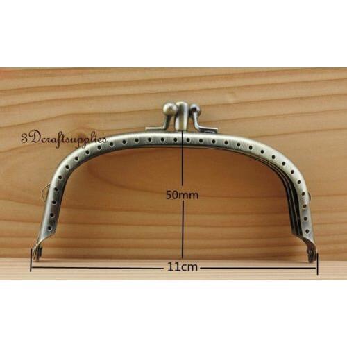 Metal frames sewing Double bag purse frames clasp 11 cm x 5 cm anti brass B23
