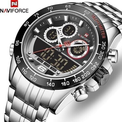 Mens Watches NAVIFORCE New Sports Quartz Watch Men Military Chronograph Wristwatch with Stainless Steel Band Relogio Masculino