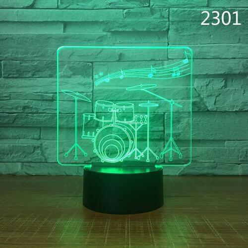 Musical note guitar Piano Horn 3D Lamp LED Night Light 7 Color Change Touch Mood Table Desk Lamp as christmas Lights