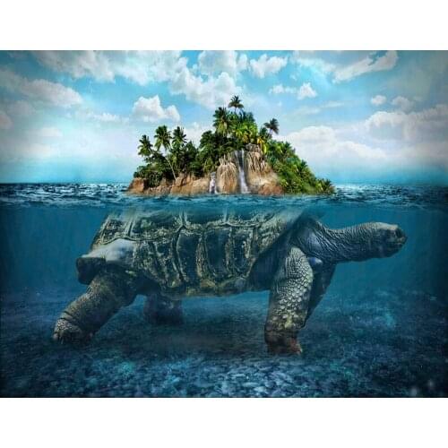 DIY Painting By Numbers Sea Turtle Island Tree Tortoise Kit Oil Picture By Number Wall Art Acrylic Canvas Painting Home Decor