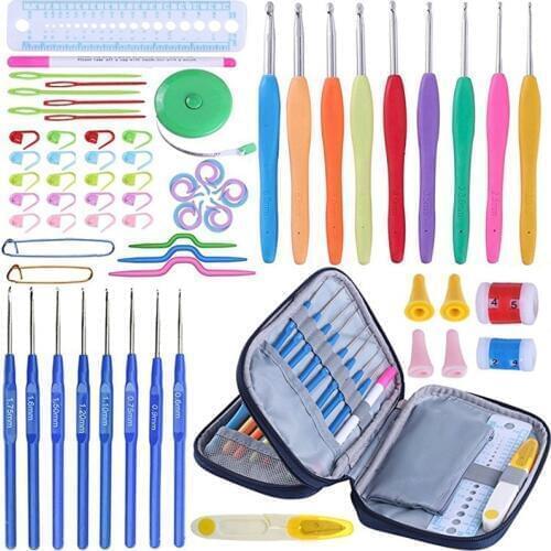 Crochet Hooks Set Knitting with Storage Bag Yarn Knitting Needles Sewing Tools Full Set Knit Gauge Scissors Knitting Needles Set
