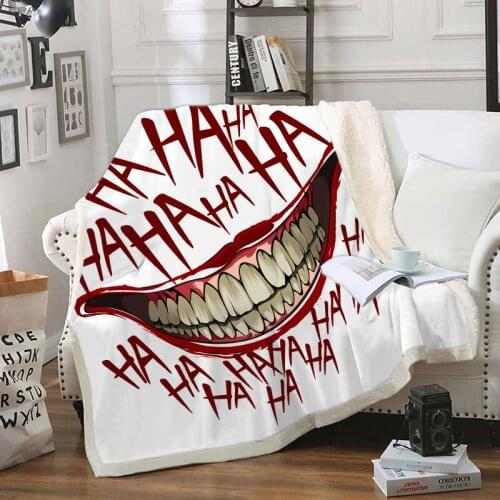 The joker Funny Character Blanket 3D Print Sherpa Blanket on Bed Home Textiles Dreamlike Style 07