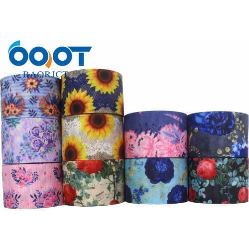 OOOT BAORJCT I-191123-2578,38mm 10yards Various spring flowers cartoon grosgrain Ribbons,bow cap,Clothing,Party DIY Decoration
