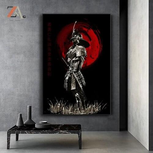 Japanese ancient military commander poster vintage painting on canvas mural art painting in home living room decoration