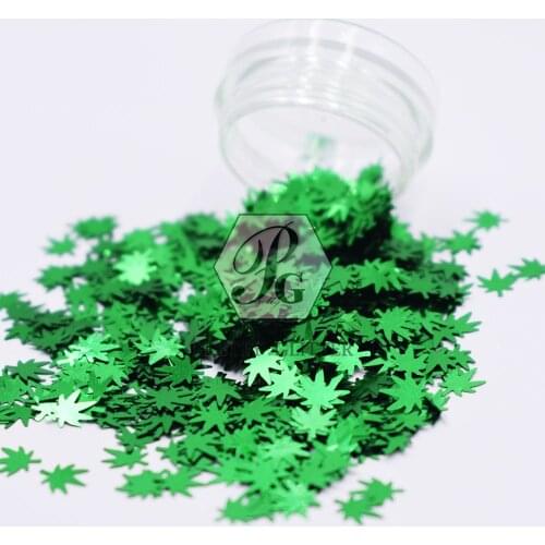 PrettyG 10g Hemp Leaves-Weeds Leaves Shape Glitter Sequins for Resin DIY Making Art Craft Nail Makeup Decoration Accessories