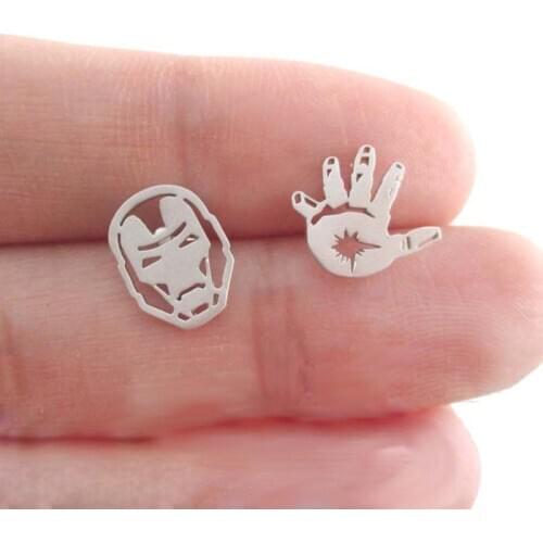Iron Man Mask and Glove Shaped Super Hero Stud Earring For Women Jewelry Girl Bijoux Femme