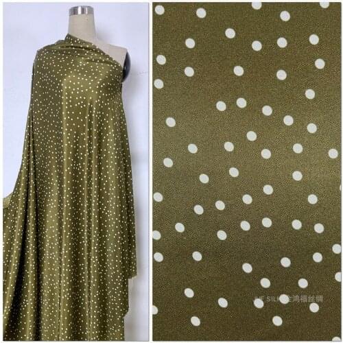 1 Meter Polka Dots Silk Fabric Shirt Cheongsam Dress Wide Stretch Twill Satin Brown-yellow Bottom