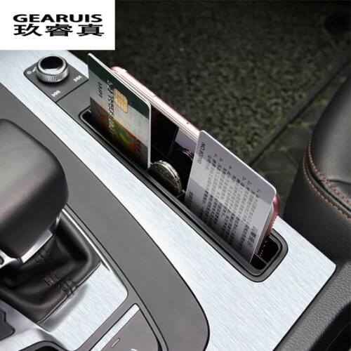 Car styling Interior Cup Holder Frame Phone Card Holder Organizer Storage Box Covers Stickers For Audi Q5 2019 auto Accessories