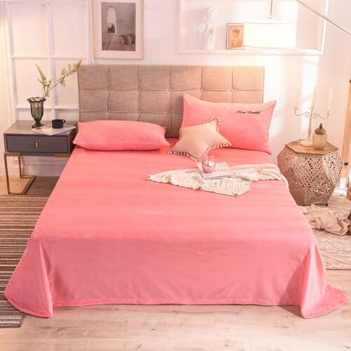 Warm Fleece Flat Sheet Winter Super Soft Bed Sheet 1-Piece Queen Flannel Bedspread Solid Color Mattress Protector Cover Bedlinen