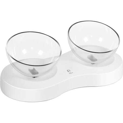 UPSKY Double Cat Bowls Adjustable 0-20° Protect Cervical Spine Raised Stand Cat Food Bowls Water Bowls Non-Slip Cute Pet Feeder