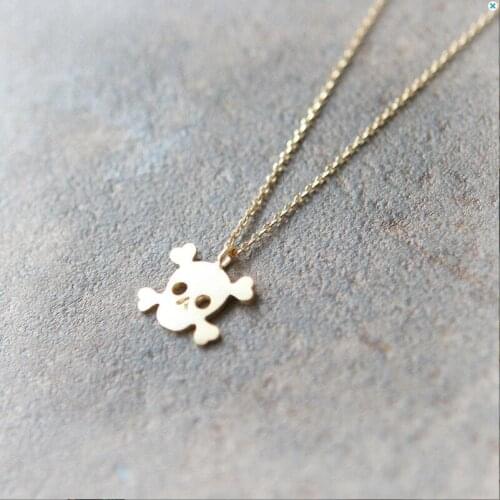 Hiphop Skull Cross Bones Pendant Necklace Women Statement Jewelry Hallowmas Gifts--10pcs