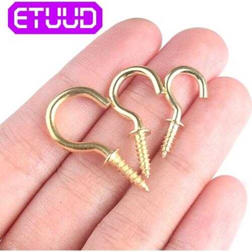 20pcs/Set 1/2" 5/8" 3/4" 7/8" Plant Picture Hanger Plastic Cup Screw Hook Jewelry Holder Steel Hooks For Hanging Lights Curtains