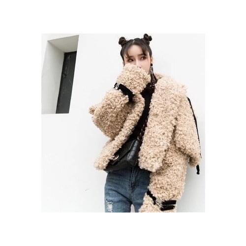 Top brand New Faux Winter Wool Short Fur Coat 18M28 high quality