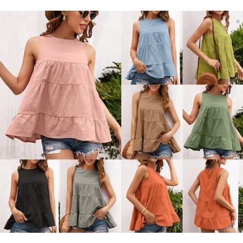 2021 Summer Sleeveless Fashion O Neck Button Sexy Hollow Out Womens Vest Tops Casual Solid Patchwork Ladies Loose Swing Vests