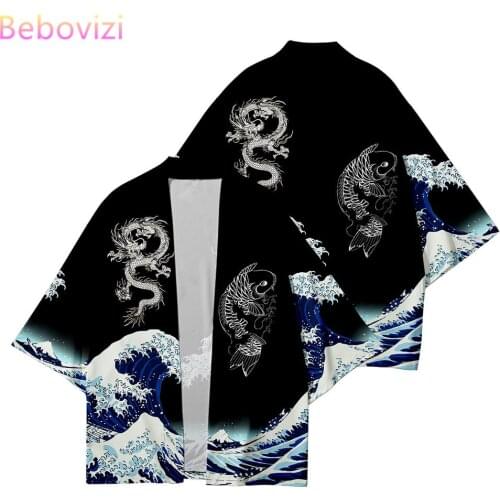Plus Size 6XL 5XL 4XL Ukiyo-e Waves Print Loose Japanese Cardigan Women Men Harajuku Kimono Cosplay Tops Blouse Yukata Clothing