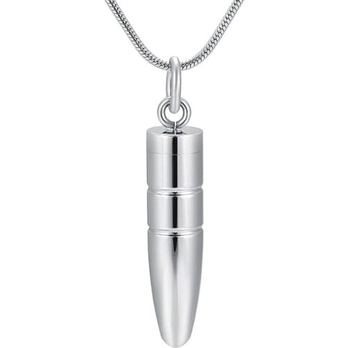Cylinder Cremation Urn Necklace for Pet/Human Ashes Holder Memorial Jewelry Stainless Steel Bullet Ashes Keepsake Urn Pendant