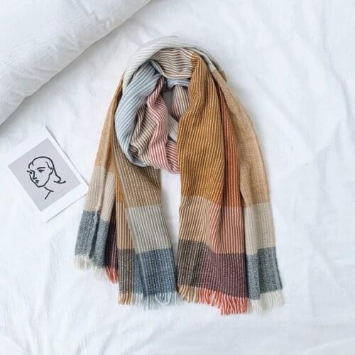 2020 New Fall Winter Fashion Warm Grid Iridescence Tippet Neckerchief Skin-Friendly Shawl Plaid Windproof Soft Women Neck Scarf