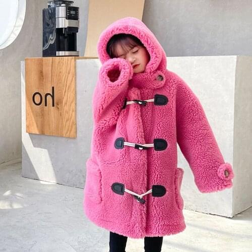 2021 Hooded Wool Baby Girl Jacket Long Warm Boys Coats Outdoor Fashion Children Outerwear Clothes Teenage Kids Windbreakers