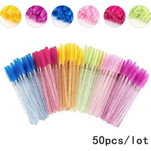 Eyelash Brushes 50pcs eyelash extension supplies Disposable lash microbrushes spoolie Mini Mascara Wands Brush Makeup Tool