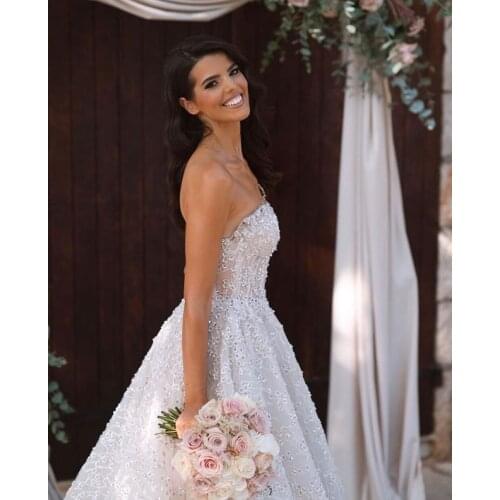 LORIE Ball Gown Sweetheart Tulle Wedding Dress 2021 Full Appliques Vestidos De Novia Court Train Formal Bride Dress Plus Size