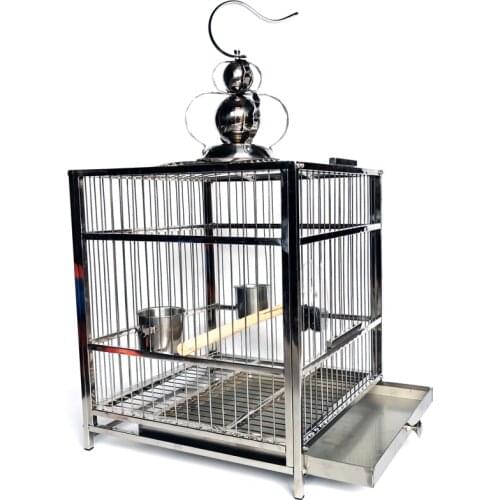 Large Stainless Steel Bird Cage Luxury Tray Houses Outdoor Travel Bird Cage Breeding Jaula Pajaro Grande Bird Supplies BS50BC