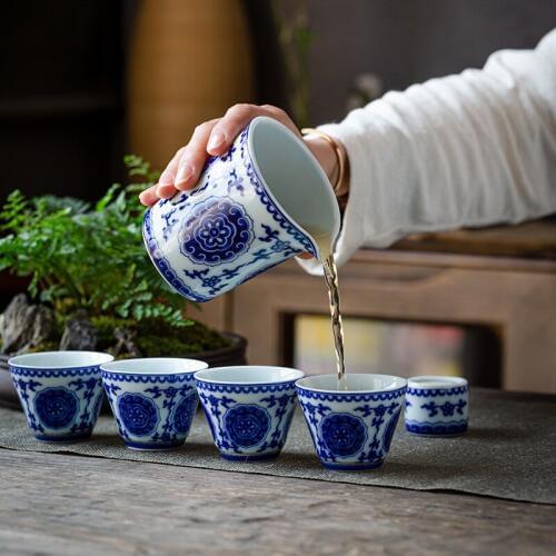 Blue Pattern Tea Pitcher Pitcher Tea Fair Cup Ceramic Large Tea Pot Kung Fu Tea Set Tea Ceremony Accessories Tea Set Siteel