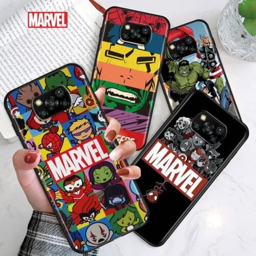 Marvel Anime Superhero For Xiaomi Poco C3 M3 M2 X3 NFC X2 F2 X3 Pro F1 F3 Mi Play Mix 3 A2 Lite A1 6 5 Black Phone Case