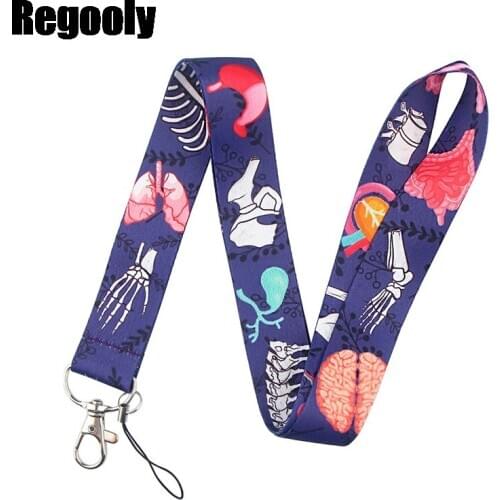 Human organ Keychain Lanyards Id Badge Holder ID Card Pass Gym Mobile Phone Badge Holder Key Strap webbings ribbons