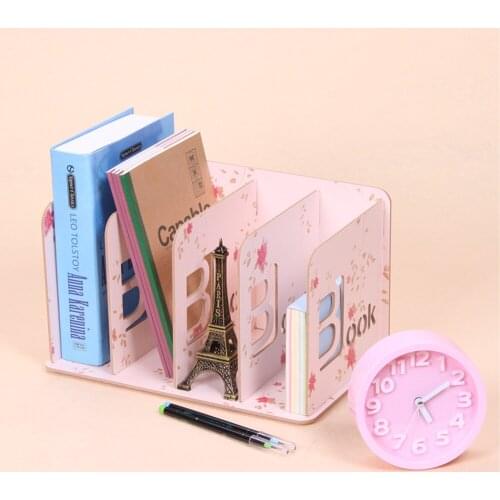 Wood Desk Organizer File Rack Book Sorter Organizer Holder Wood with 4 Compartments for Students School Office Home S