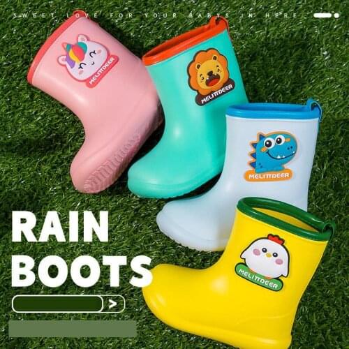 Childrens Rain Shoes Cute Cartoon Kids Rain Boots Eva Soft Waterproof Baby Shoes Non Slip 1-7Y Toddler Boys Girls Rain Shoes