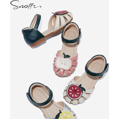 Kids Girl Shoes Sandals Summer Children Sandals Close Toe Princess Shoes Girls Microfiber Leather Sandals With Sweet Fruit KS620