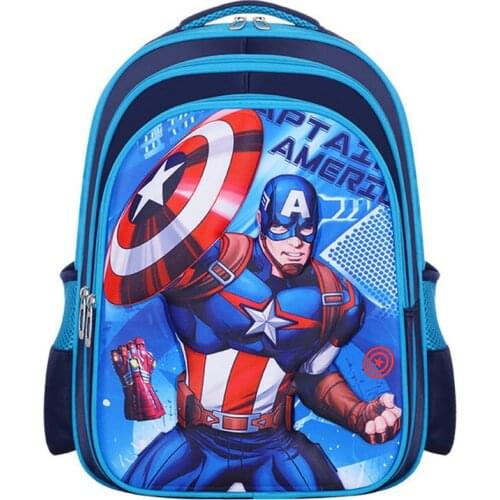Disney Primary School 3D Cartoon Captain America Boy Girl Children School Bag Teenager Princess Schoolbags Student Backpacks