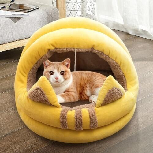 Pet Cat Bed For Cats Dog House Warm Soft Cozy Cats House Cotton Cave Nest Kennel Kitten Beds Houses Sleeping Bag Houses Cat Bed
