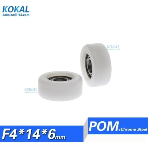 [F0414-6]1000PCS minisize inner diamater 4mm outer diameter 14mm 684 POM white non-standard ball bearing wheel 4X14X6mm 0414K