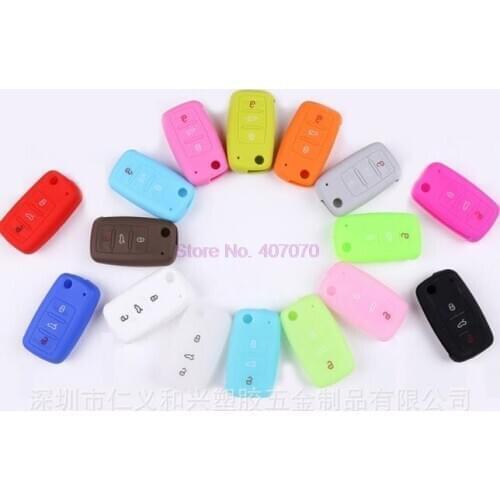By DHL or Fedex 500pcs Silicone Flip Key Cover Case for Volkswagen Polo Golf 6 J etta 3 Button Car Remote Controller Key Cover