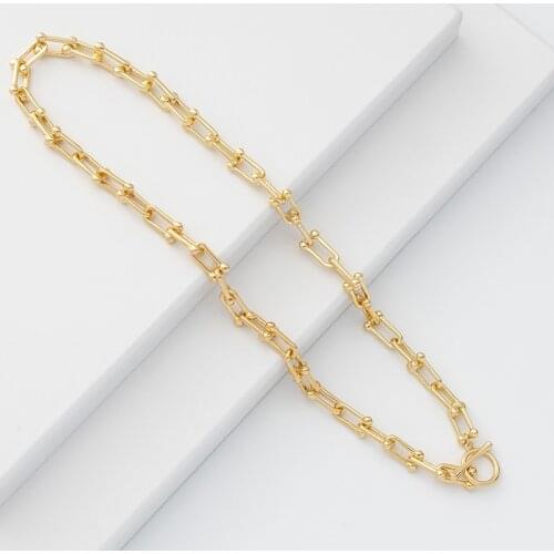 Jaeeyin 2020 Fashion Punk Baroque Neck Chain Gold Necklace O/T Bar Earring Women Men Unisex Gift Lady Girl Short Collar