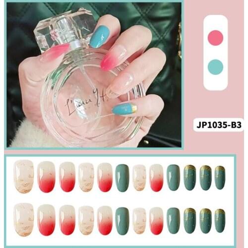 Short Wearing Nail Patches 24 Pieces of Fake Finger Nail Patches Simple and White Wine Red Pure Color Finished Fake Nails