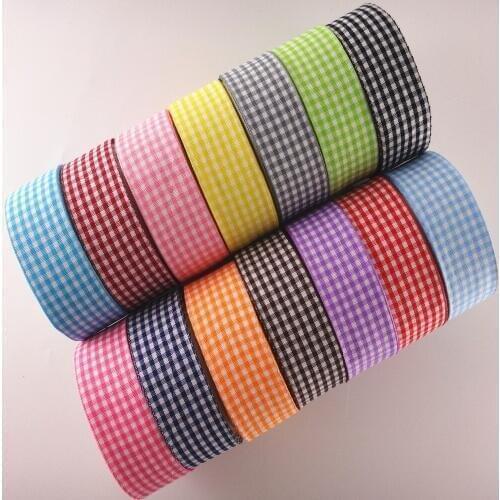 DX18121601, 1" 25mm 50 yards grid lattice printed grosgrain ribbons gift packaging DIY handmade materials