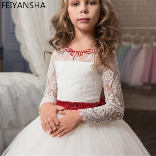 Lace Ball Gown Flower Girl Dress For Weddings with Sleeveless Girl Pageant Gowns First Communion Dresses 2018 Vestido Long