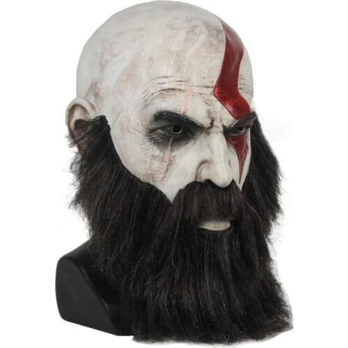 God of War 4 Kratos Latex Masks Halloween Wig Beard Props God of War 4 Kratos Simulation Mask God of War 4 Kratos Cosplay Mask