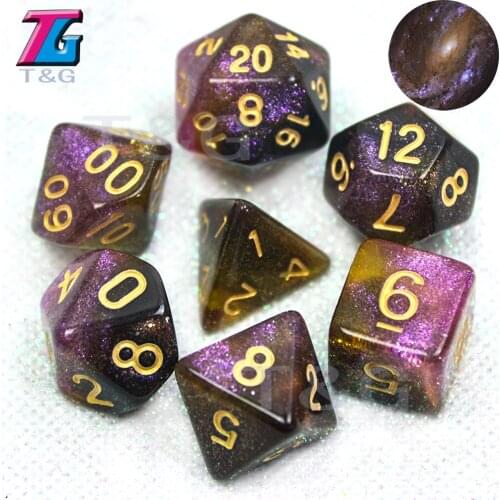 Multi-Sided DnD Rpg Universe Galaxy Digital Dice Set of D4-D20 with Bag Entertainment Boardgame Gift Toys