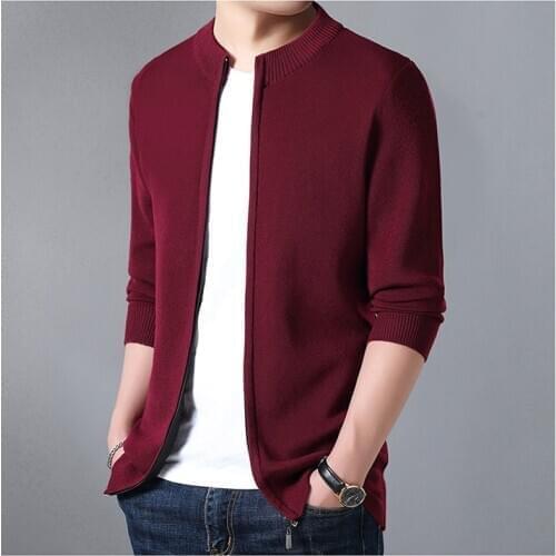 New Sweater Men High Quality Casual Solid Knitted Cardigan Slim Fit Clothes Homme Autumn Mens Sweater Coat